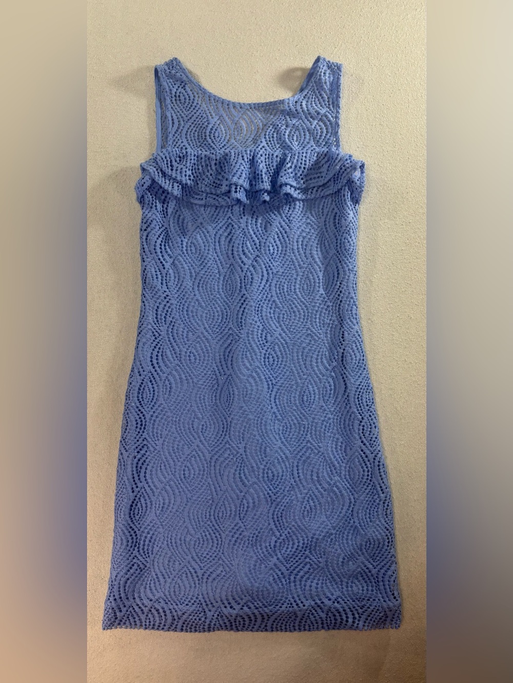 Lilly Pulitzer Blue Lace Ruffle Sheath Dress Size Small - Picture 2 of 7